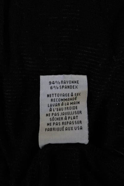 Michael Lauren Womens Basic Solid Black Long Sleeve Round Neck Top Size S