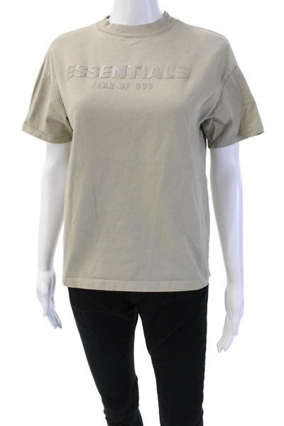 Fear Of God Unisex Beige Basic Crew Neck Short Sleeve T-Shirt Cotton Size XL