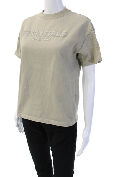 Fear Of God Unisex Beige Basic Crew Neck Short Sleeve T-Shirt Cotton Size XL