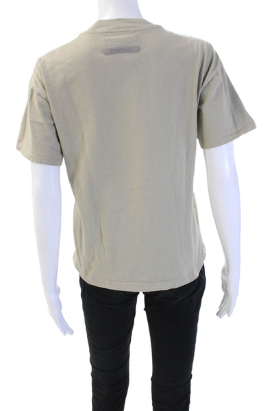 Fear Of God Unisex Beige Basic Crew Neck Short Sleeve T-Shirt Cotton Size XL