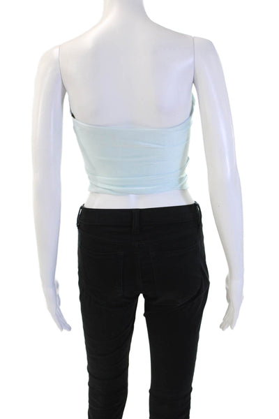 Ser.O.Ya Women Cropped Tank Light Blue Sleeveless Polyester Spandex Size S