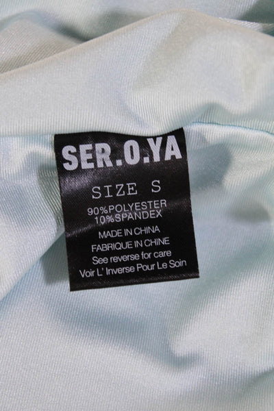 Ser.O.Ya Women Cropped Tank Light Blue Sleeveless Polyester Spandex Size S