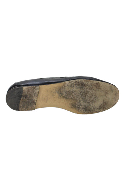 Tods Womens Leather Gold Tone Slide On Loafers Black Size 36 6