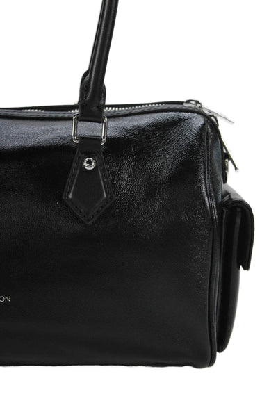 Louis Vuitton Womens Leather Silver Tone Crossbody Shoulder Handbag Black Brown