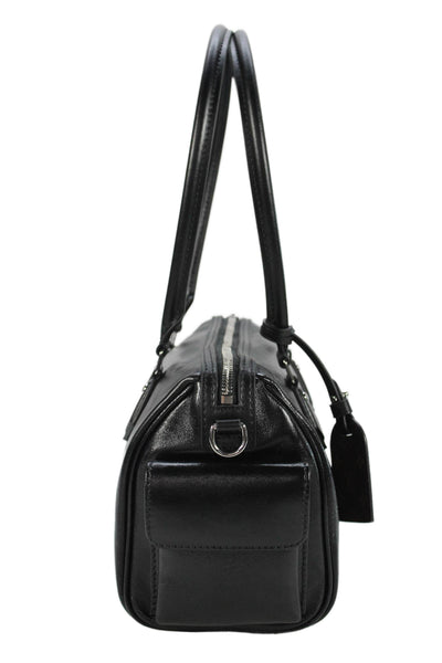 Louis Vuitton Womens Leather Silver Tone Crossbody Shoulder Handbag Black Brown