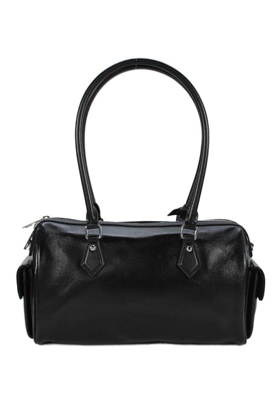 Louis Vuitton Womens Leather Silver Tone Crossbody Shoulder Handbag Black Brown