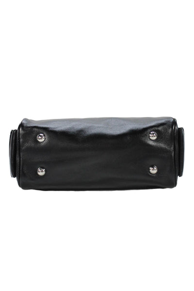 Louis Vuitton Womens Leather Silver Tone Crossbody Shoulder Handbag Black Brown