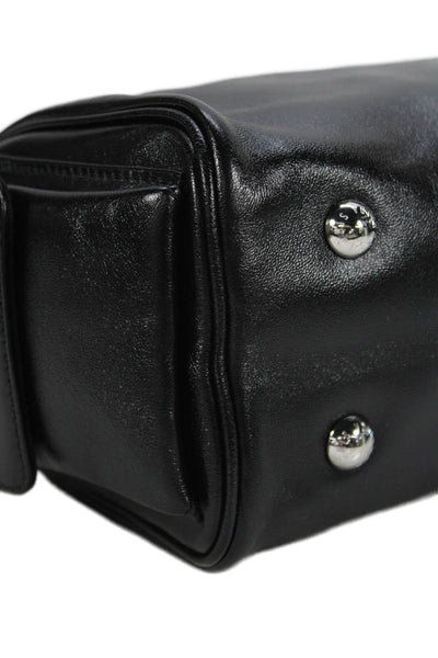 Louis Vuitton Womens Leather Silver Tone Crossbody Shoulder Handbag Black Brown