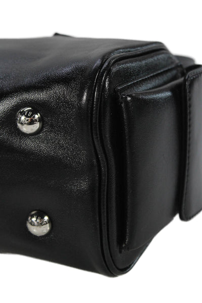 Louis Vuitton Womens Leather Silver Tone Crossbody Shoulder Handbag Black Brown