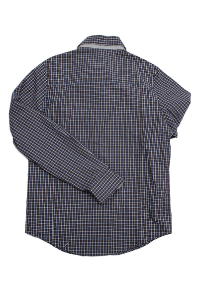 Boss Hugo Boss Childrens Boys Plaid Button Down Shirt Blue Brown Size 10