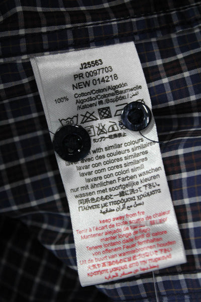 Boss Hugo Boss Childrens Boys Plaid Button Down Shirt Blue Brown Size 10