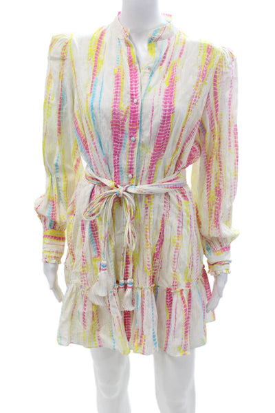 Hemant & Nandita Womens White Cotton Shirt Dress Long Sleeve Size M