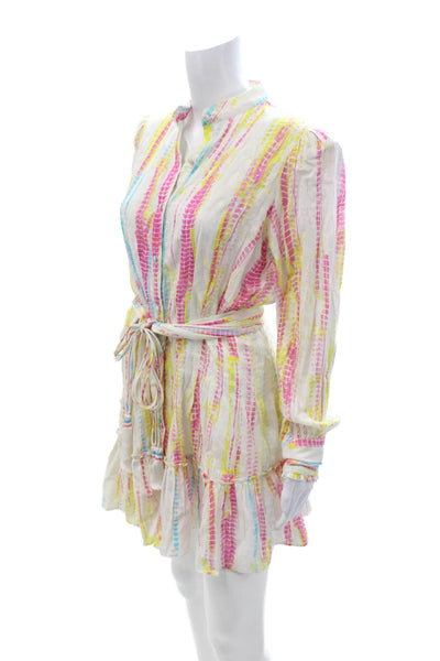 Hemant & Nandita Womens White Cotton Shirt Dress Long Sleeve Size M