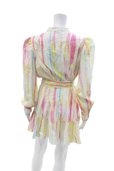Hemant & Nandita Womens White Cotton Shirt Dress Long Sleeve Size M