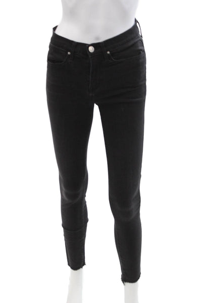 AYR Womens Ankle Skinny Jeans Black Mid Rise Button Size 26