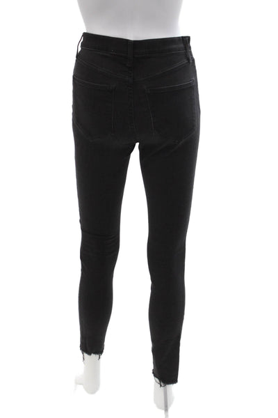 AYR Womens Ankle Skinny Jeans Black Mid Rise Button Size 26