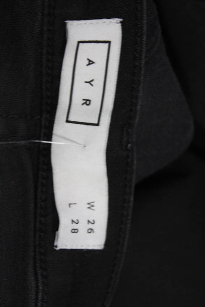 AYR Womens Ankle Skinny Jeans Black Mid Rise Button Size 26