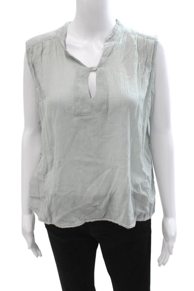 NSF Womens Basic Sleeveless Gray Button Blouse Cotton Nylon Bohemian Size S
