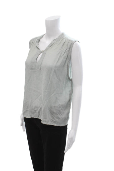 NSF Womens Basic Sleeveless Gray Button Blouse Cotton Nylon Bohemian Size S