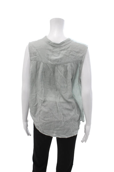 NSF Womens Basic Sleeveless Gray Button Blouse Cotton Nylon Bohemian Size S