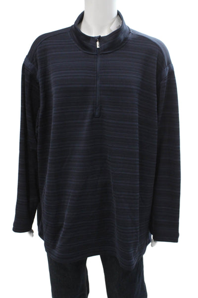 Tommy Bahama Mens Dark Blue Striped Mock Neck Long Sleeve Band Tee Size 3XL