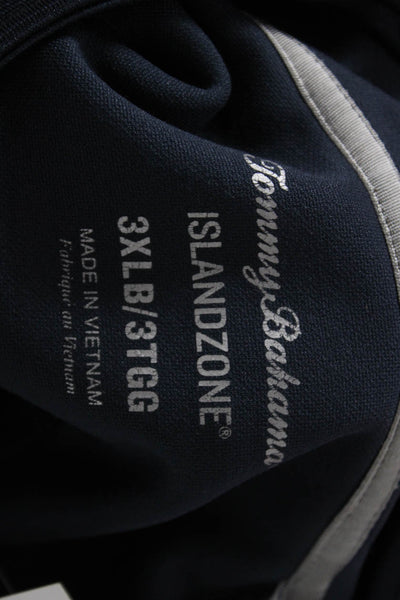 Tommy Bahama Mens Dark Blue Striped Mock Neck Long Sleeve Band Tee Size 3XL