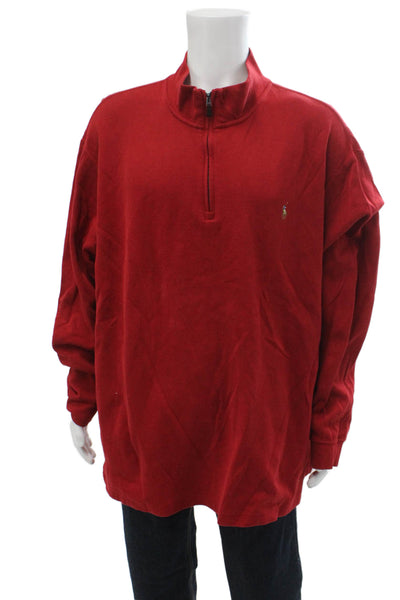 Polo Ralph Lauren Mens Pullover Mock Neck Red 100% Cotton Long Sleeve Size 3X