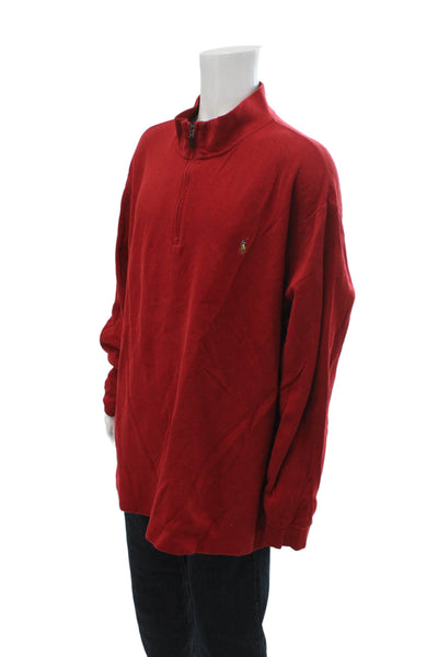 Polo Ralph Lauren Mens Pullover Mock Neck Red 100% Cotton Long Sleeve Size 3X