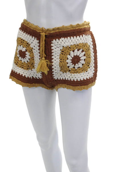 Zara Trafaluc Unisex Brown Cotton Bohemian Shorts Drawstring Size S
