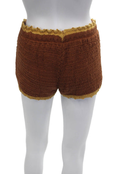 Zara Trafaluc Unisex Brown Cotton Bohemian Shorts Drawstring Size S