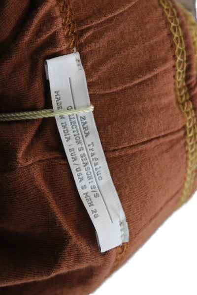 Zara Trafaluc Unisex Brown Cotton Bohemian Shorts Drawstring Size S
