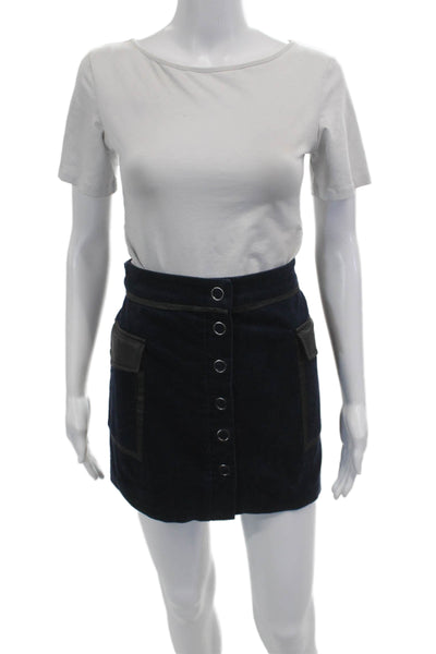 Ramy Brook Womens A-Line Mini Skirt Dark Blue Cotton Elastane Size S