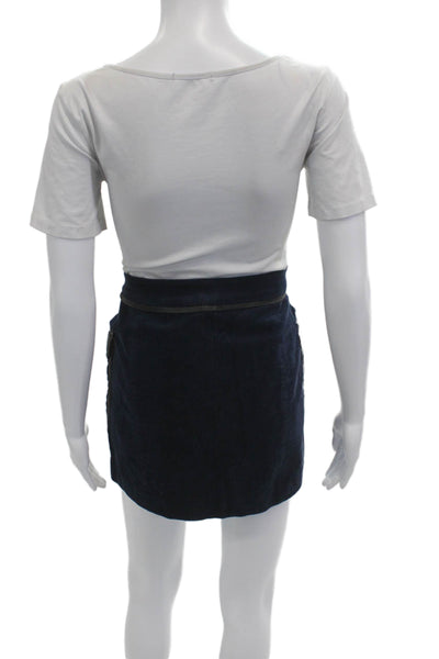 Ramy Brook Womens A-Line Mini Skirt Dark Blue Cotton Elastane Size S