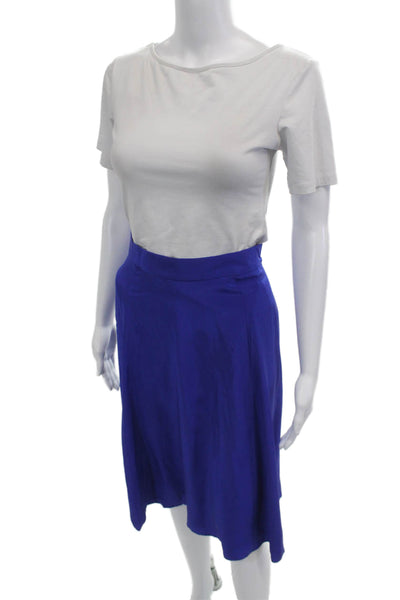 J Crew Women A-Line Midi Skirt Blue Polyester Elastane Size 2