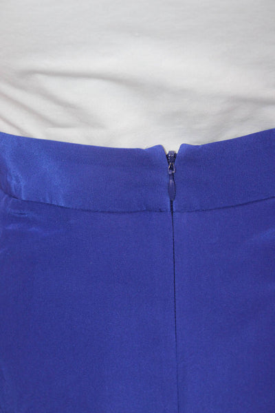 J Crew Women A-Line Midi Skirt Blue Polyester Elastane Size 2