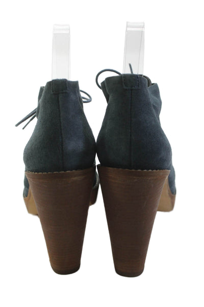 Cole Haan Womens Suede Lace Up Heels Blue Size 9B