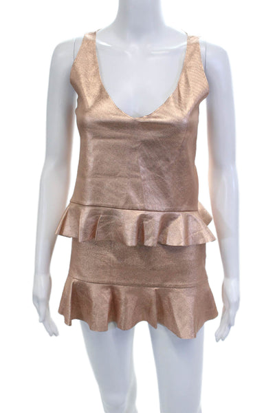 Zara Trafaluc Women Flare Mini Set Tan Polyester Sleeveless Scoop Neck Size XS