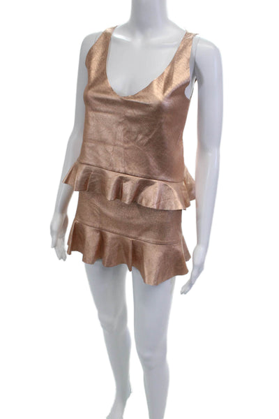 Zara Trafaluc Women Flare Mini Set Tan Polyester Sleeveless Scoop Neck Size XS