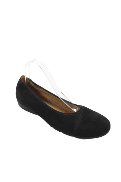 Gabor Women's Round Toe Suede Slip-On Ballet Flats Shoes Black Size 8.5