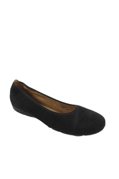 Gabor Women's Round Toe Suede Slip-On Ballet Flats Shoes Black Size 8.5