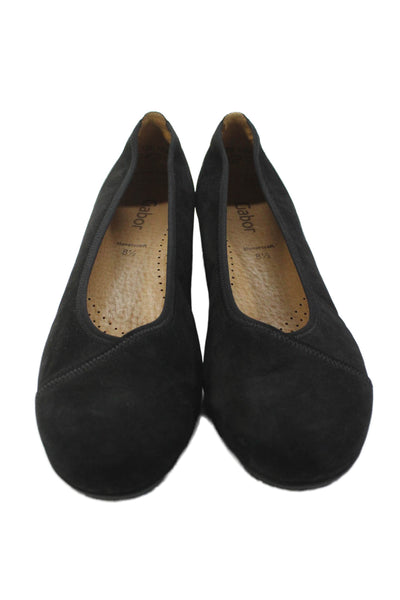 Gabor Women's Round Toe Suede Slip-On Ballet Flats Shoes Black Size 8.5