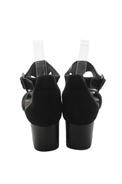 L.K. Bennett Women's Open Toe Suede Block Heel Sandals Black Size 39.5