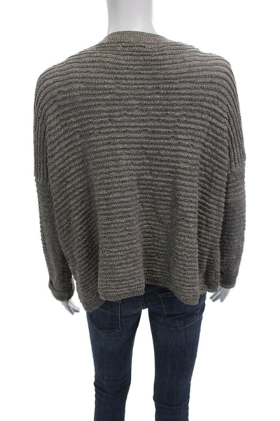 The Kooples Unisex Cardigan Striped Gray V-Neck Button Front Long Sleeve Size L