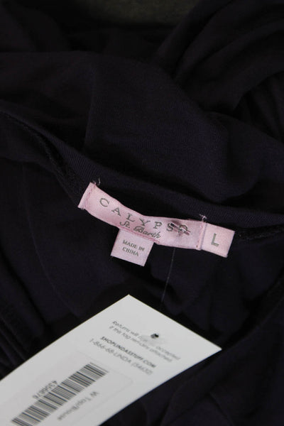 Calypso Saint Barth Women Dark Blue Tunic Kimono Sleeve Round Neck Size L