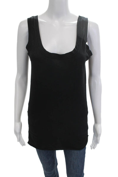 Velvet Women Tunic Black Square Neck Sleeveless Cotton Spandex Size S