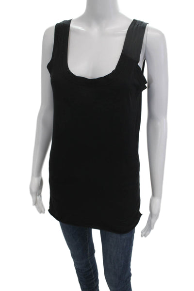 Velvet Women Tunic Black Square Neck Sleeveless Cotton Spandex Size S