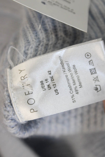 Poetry Unisex Gray Striped Cashmere Blend Pullover Long Sleeve Size 12