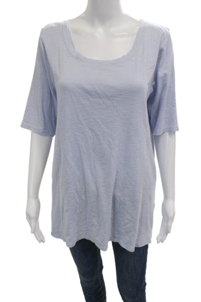 J Jill Women Basic Light Blue Pima Cotton Short Sleeve T Shirt Size L