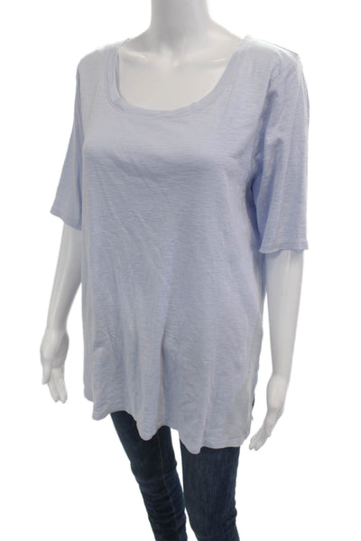J Jill Women Basic Light Blue Pima Cotton Short Sleeve T Shirt Size L