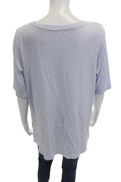 J Jill Women Basic Light Blue Pima Cotton Short Sleeve T Shirt Size L